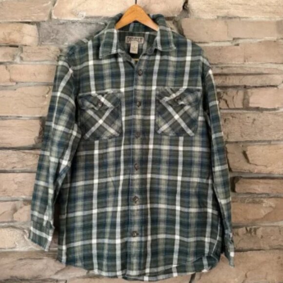 Duluth Trading Co. Flannel Shirt Men’s M Green Blue Plaid Long Sleeve - Picture 1 of 9